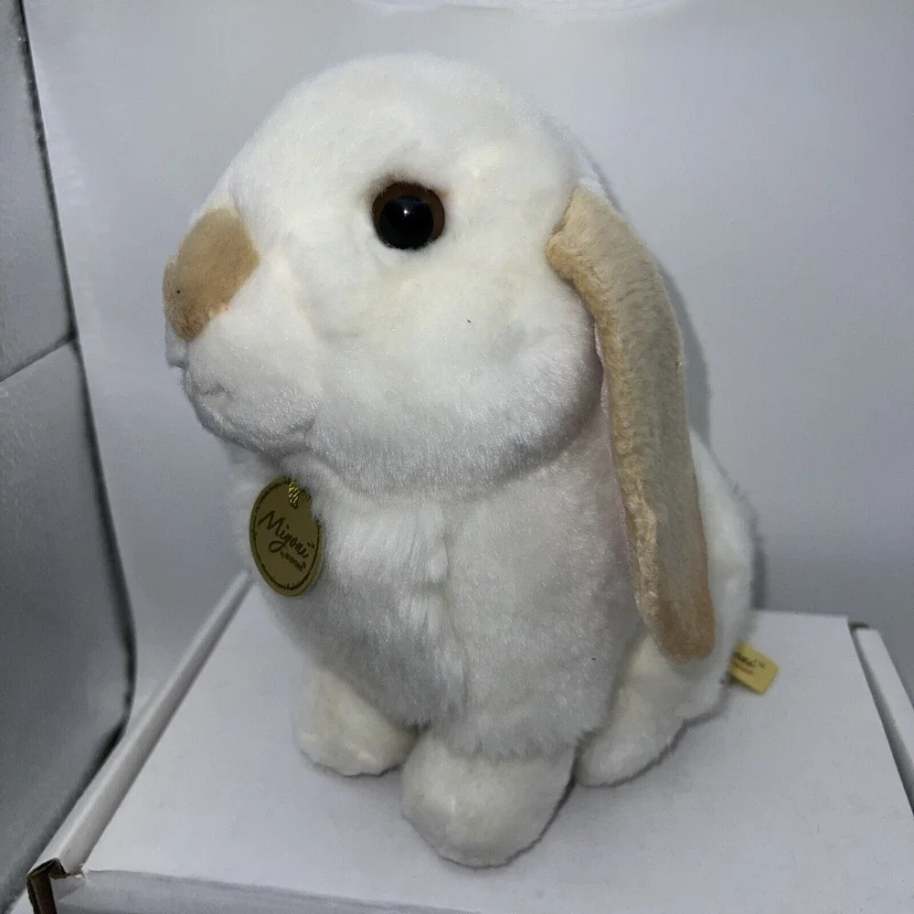 Aurora‎ Miyoni Lop Eared Bunny Rabbit Plush Stuff Toy Cream w/Tan Ears